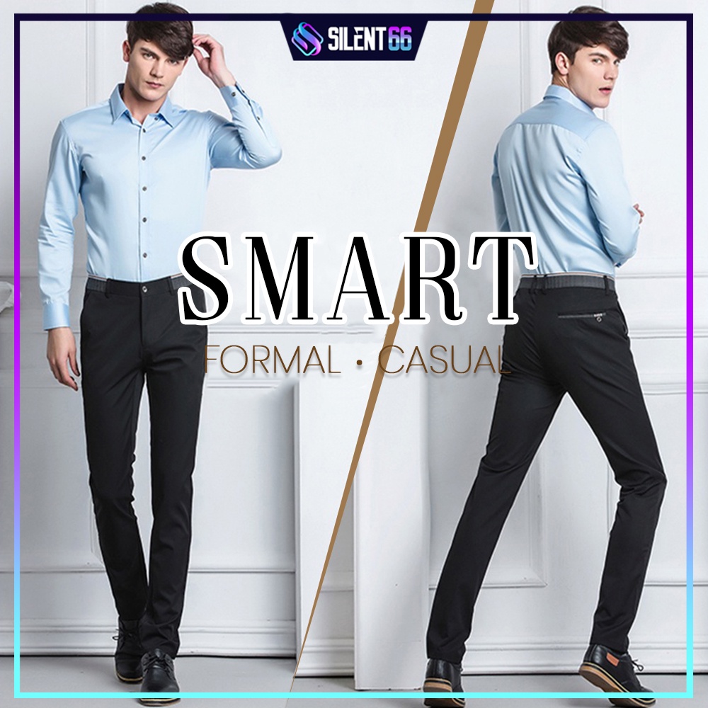 READY STORK CEO Formal Pants Men Long Pants Elastic Smart Men Business ...