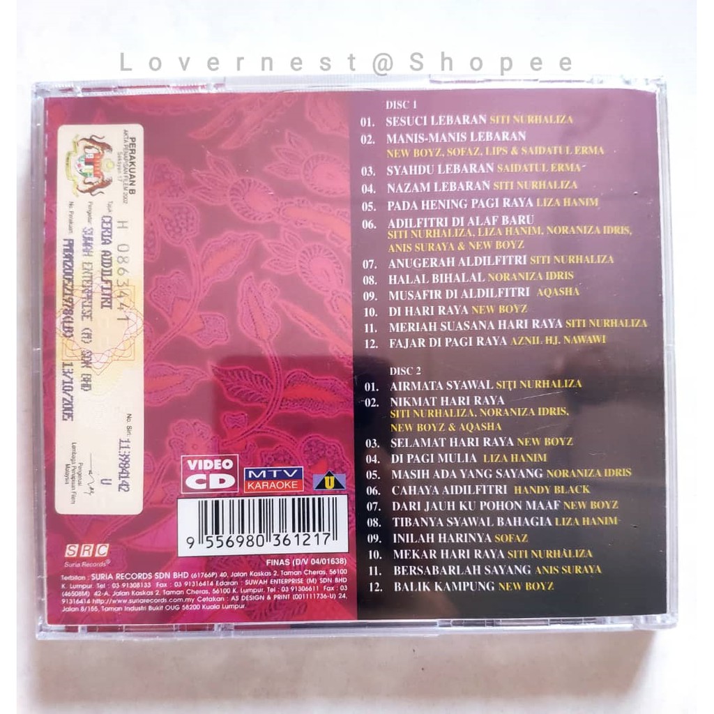 Lagu-Lagu Hits Hari Raya Aidilfitri CD VCD DVD MTV Karaoke - Dato Siti ...