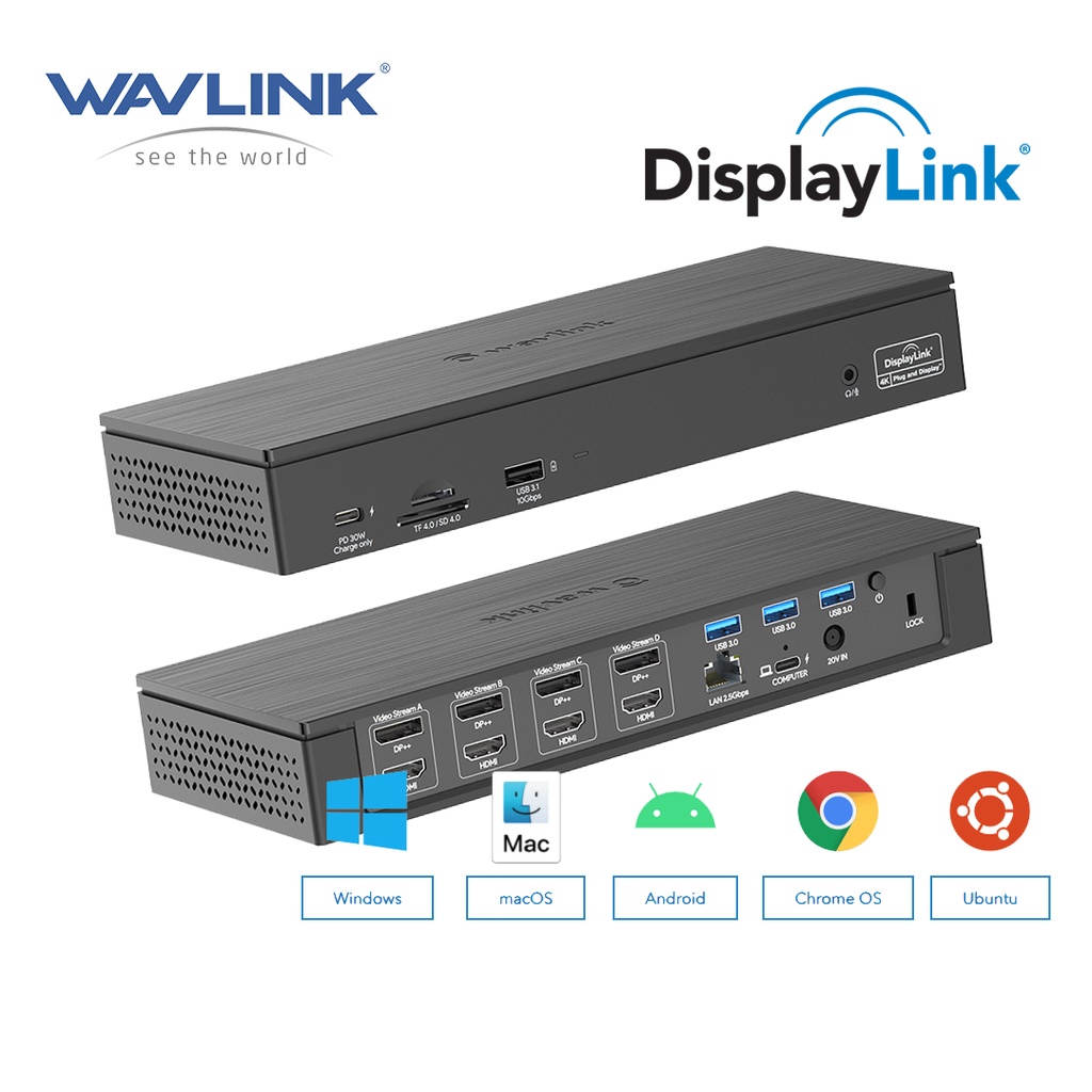 Wavlink K Quadruple Display Displaylink Universal Docking Station In Usb C Laptop Dock