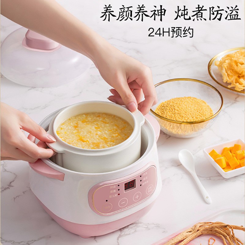 TIANJI Electric Claypot Crock Pot Stew Pot Rice Cooker Ceramic Soup  Porridge Maker 3L,24h Pre-set 