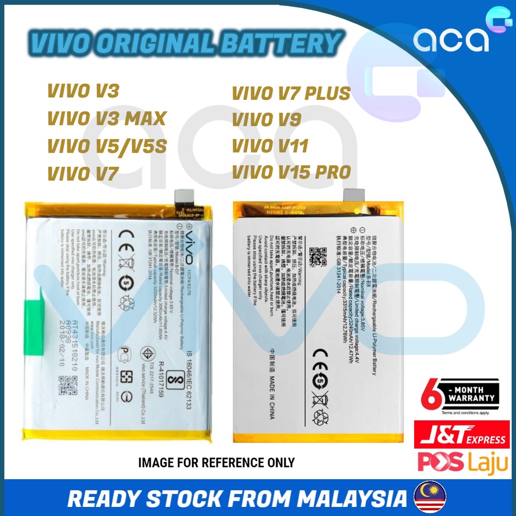 100% ORIGINAL VIVO V3 V3 MAX V5 V7 PLUS V9 V11 V15 PRO BATTERY | Shopee ...