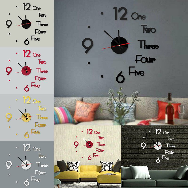 Wall Chic Large Clock With Striking 3d Stickers And Elegant Numerals