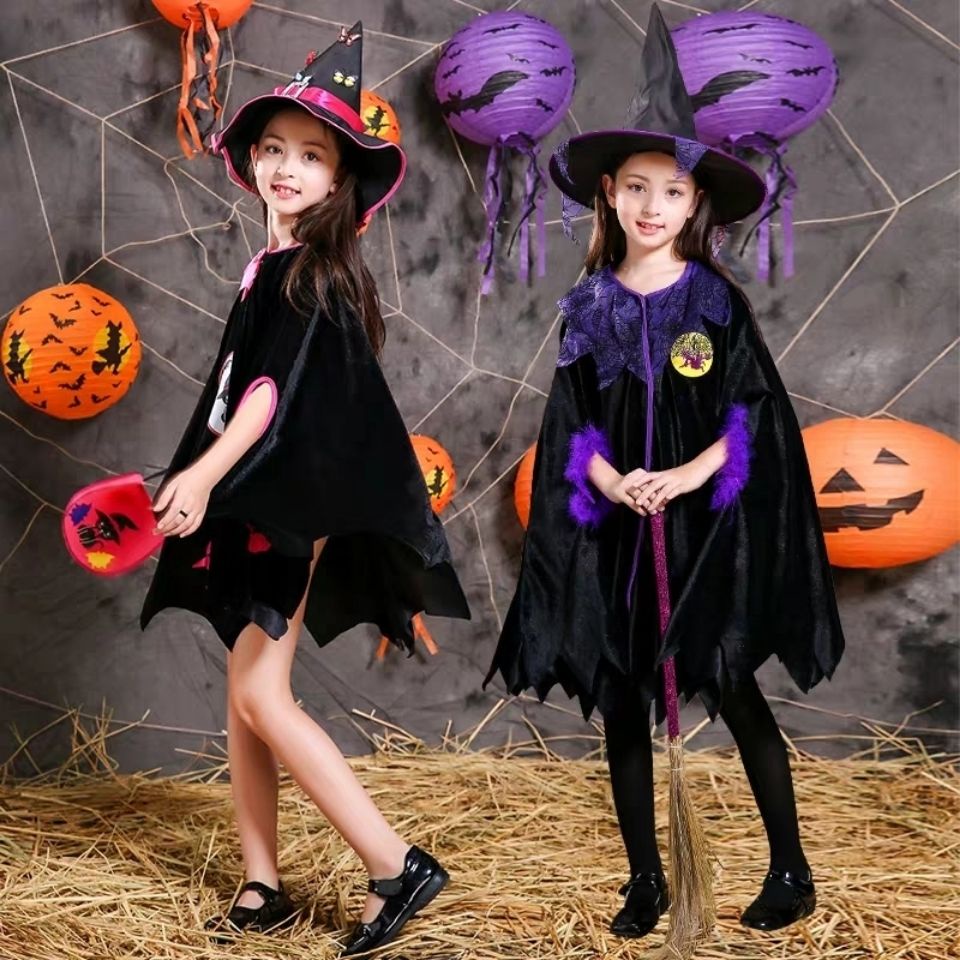 Kids Show Costume Witch Cosplay Halloween Cloak Baby Girl Suits Kids ...