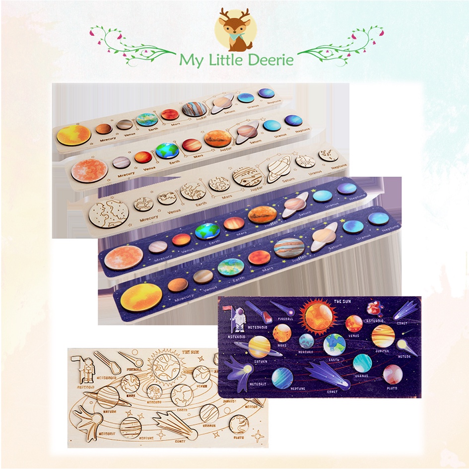 Wooden Solar System Planets Board Early Learning Educational Montessori ...
