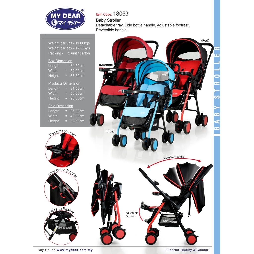 My Dear Baby Stroller 18063 With Reversible Handle and Detachable Tray Shopee Malaysia