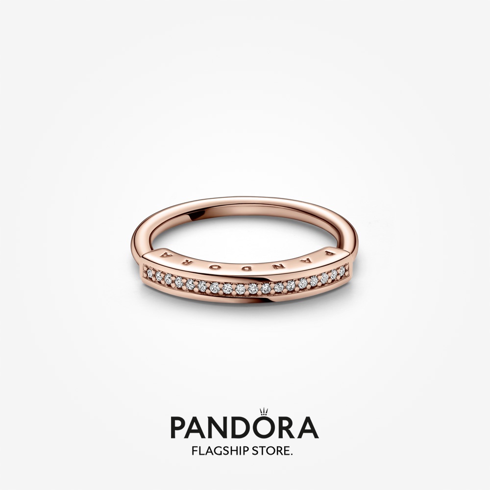 Pandora Signature 14K Rose Gold Plated I D Pave Ring Shopee Malaysia