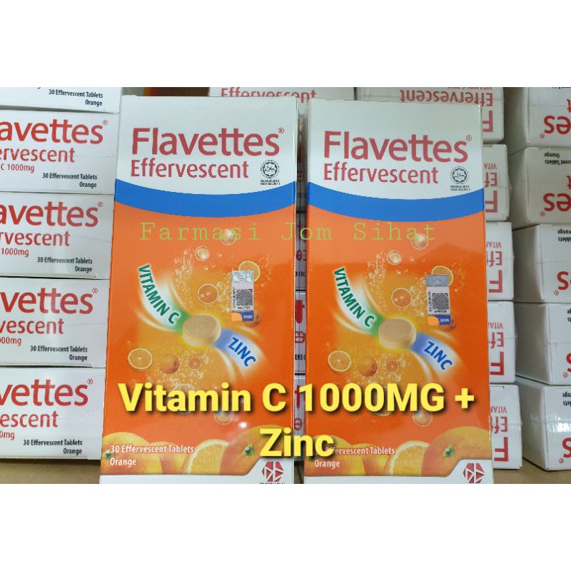 Vitamin C 1000MG + ZINK (Boost Immunisasi) Rendam dalam Air Flavettes ...