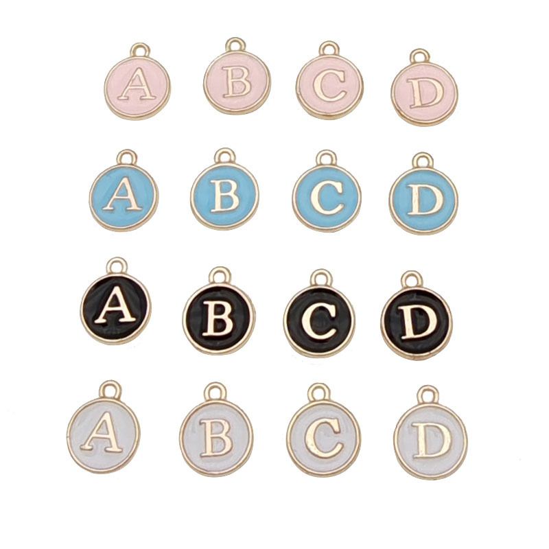 10-26pcs White Enamel Alphabet Charm, A-Z Letters Charm, Letter Charm