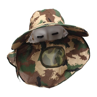 FEDEALK Men Wide Brim Sun Hats Outdoor Fishing Hat UV Protection Camouflage  Hat Mesh Face Cover and Neck Flap Foldable Baseball Cap for Hiking Camping