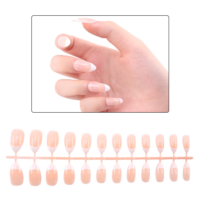 💖Nibiru Du 24Pcs Fake Nails Full Cover Fake Nail Natural Shiny Skin ...