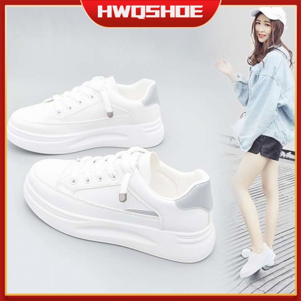 HWQSHOE] white sneakers women shoes kasut perempuan Leather 2021