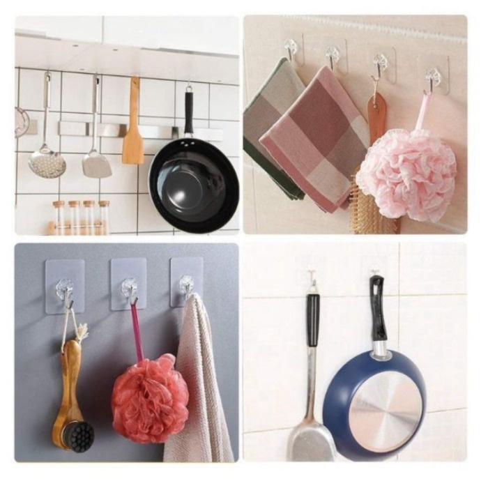 Wall Hook Transparent Seamless Magic Hooks Waterproof No Nail Bathroom ...