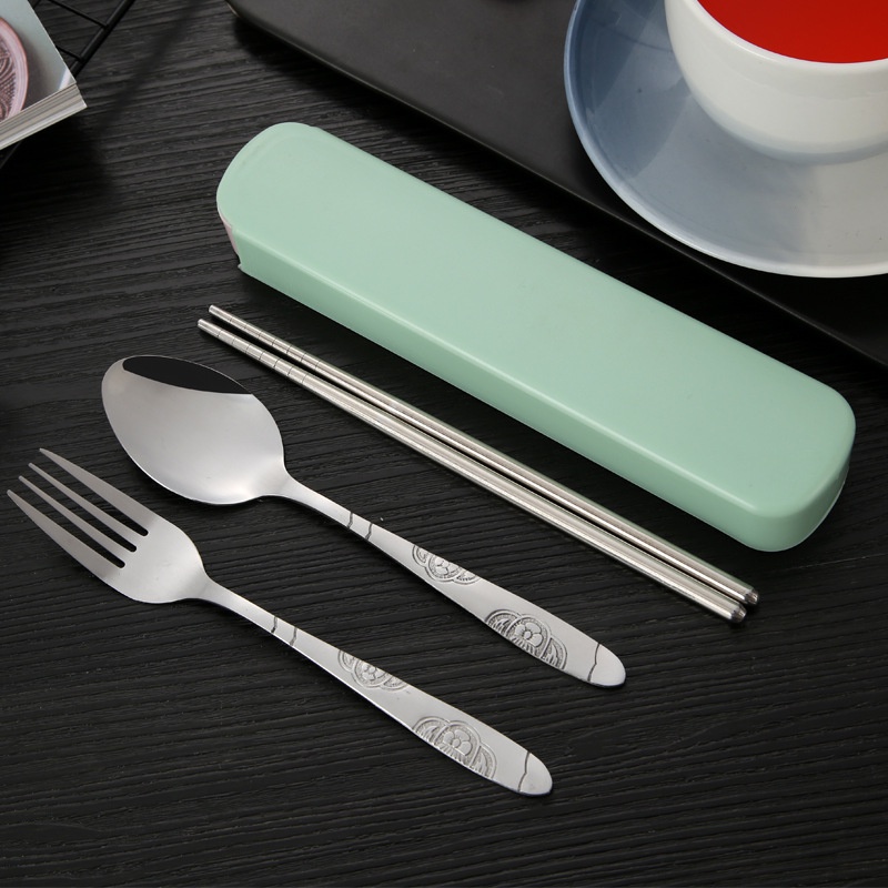 3pcs Portable Stainless Steel Travel Cutlery Utensil Set, includes ...