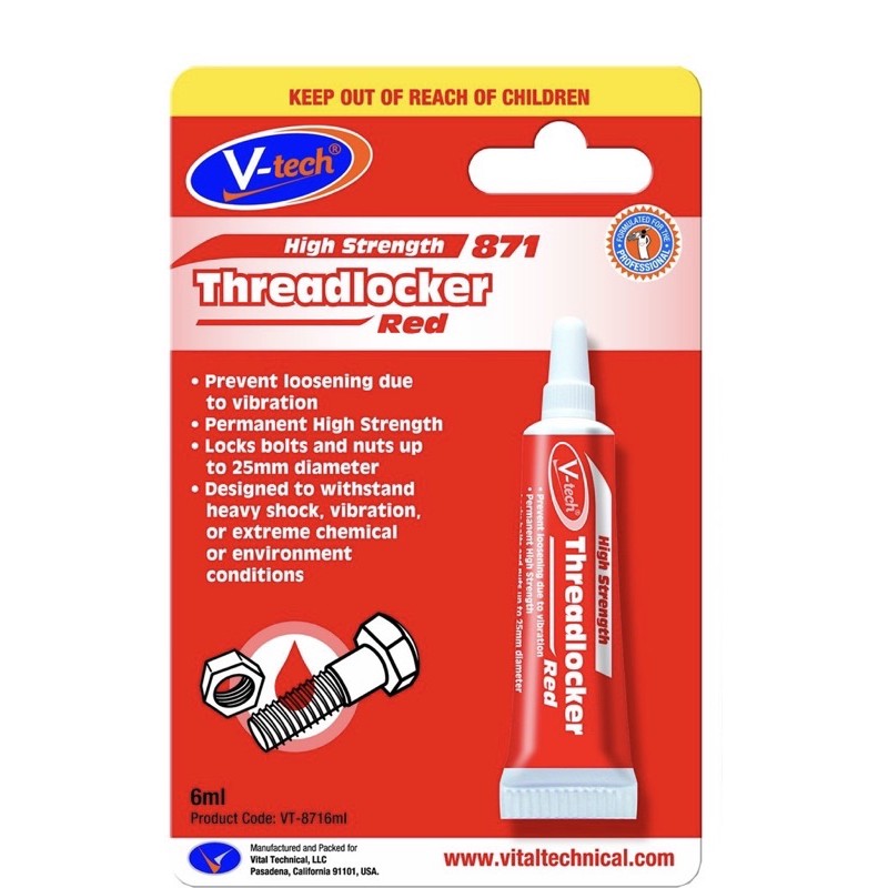 V-tech VT-871 Threadlocker (High Strength - Red) | Shopee Malaysia