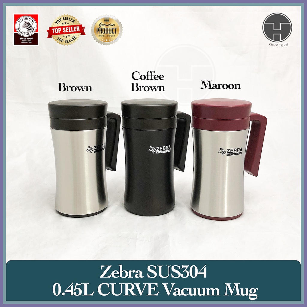 [TeoHin ] Zebra Vacuum Mug Curve 0.45L, Cup, Mug, Flask, Thermos