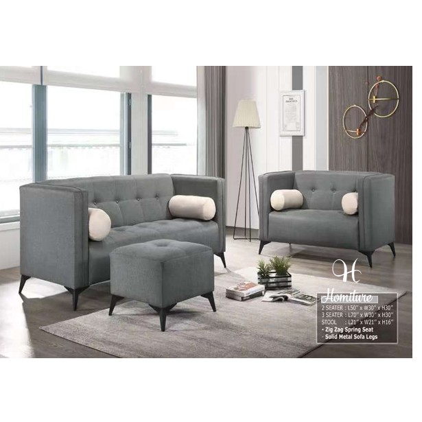 Zig Zag Spring Seat Sofawith Solid Metal Sofa LegsFull( Set of 2