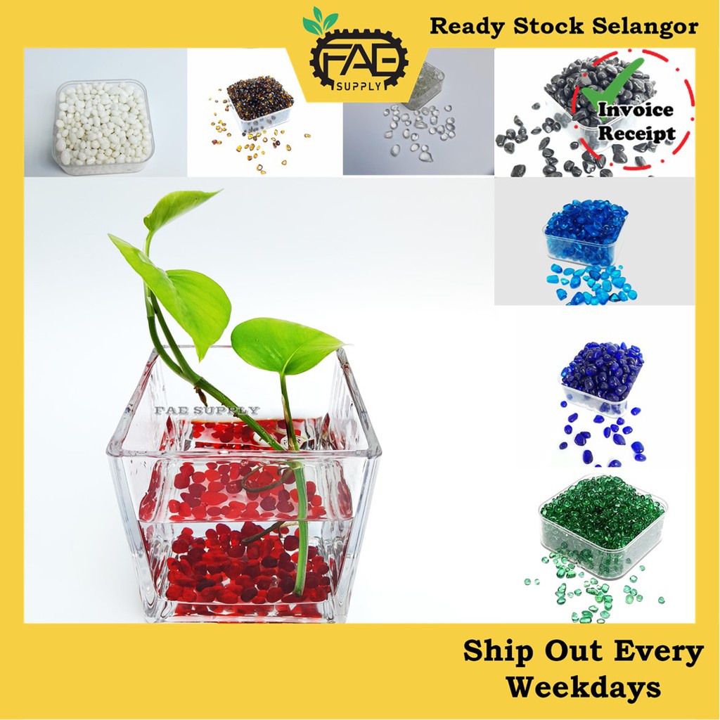 200gram Colour Glass pebbles stone decorate aquarium stone batu kaca warna warni akaurium