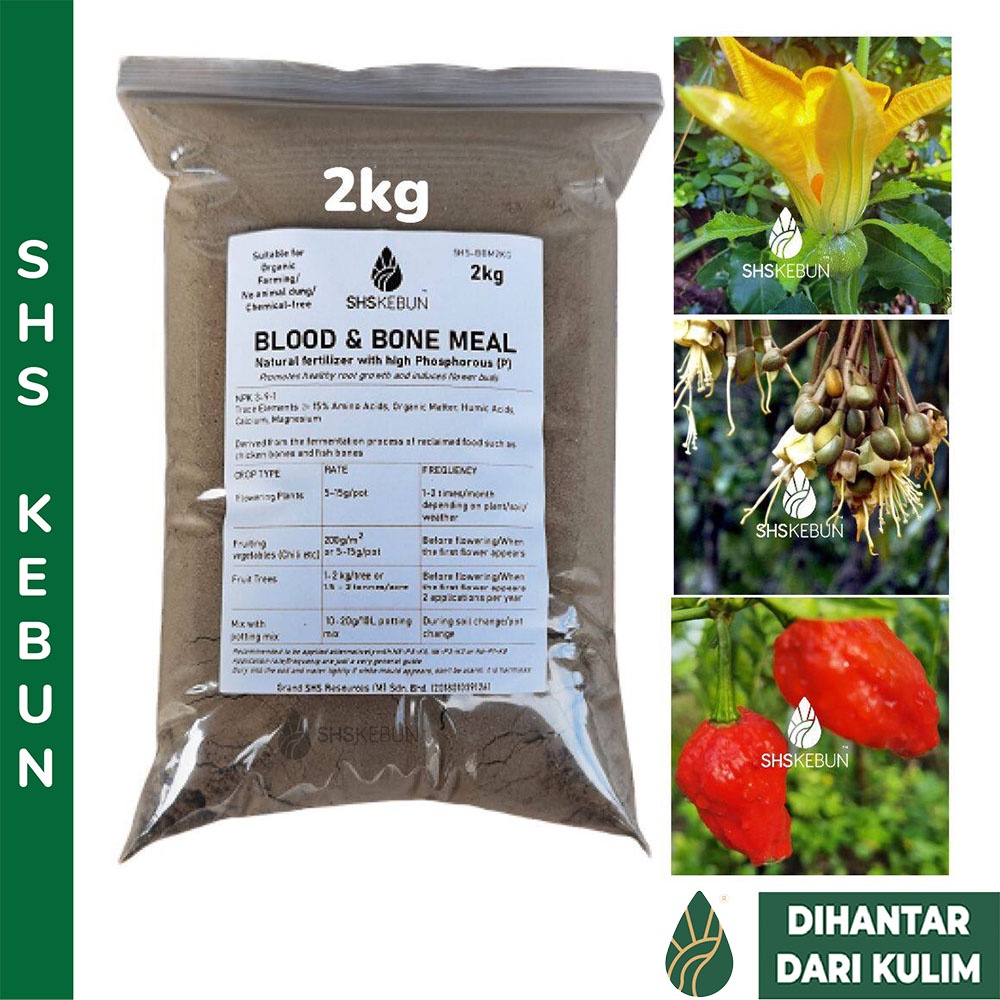 Blood And Bone Meal Baja Bunga Organic Fertiliser 2kg Baja Organik NPK ...