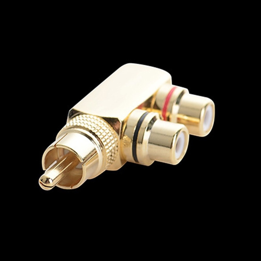 Gold Plated Copper 1 RCA Male to 2 RCA Female AV Audio Video Adapter ...