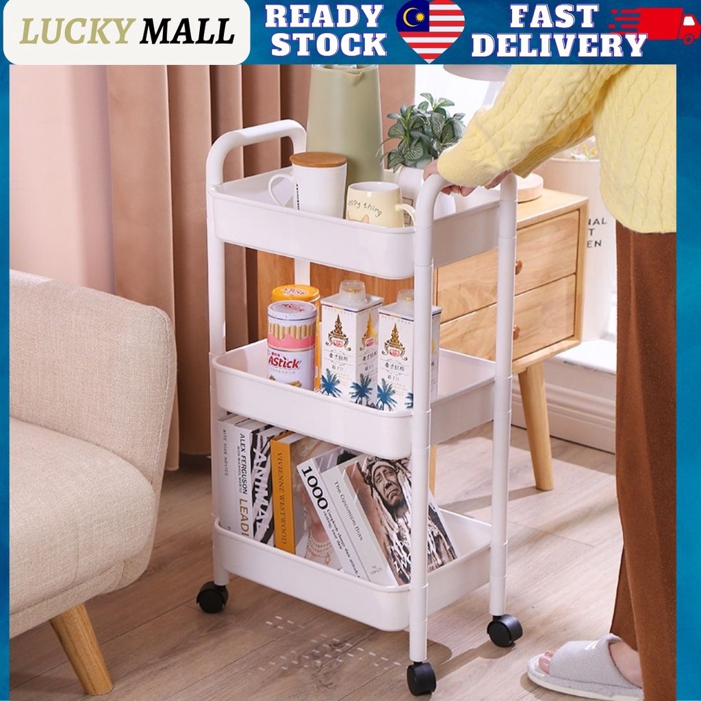 [ Ready Stock Msia ] 3 Tier Multifunction Storage Trolley Rack Office ...