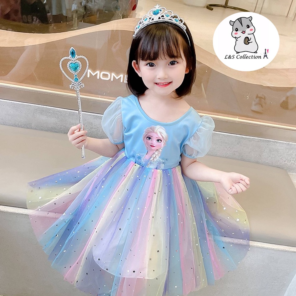 C095 Baby Girl Frozen Elsa Princess Gauze Dress Rainbow Colourful Dress Skirt Girls Kids Fashion Disney Queen Elsa Shopee Malaysia