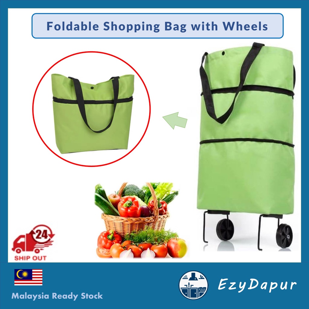 EZYD Shopping Bag Grocery Bag Shopping Cart Trolley Roller Folding Bag