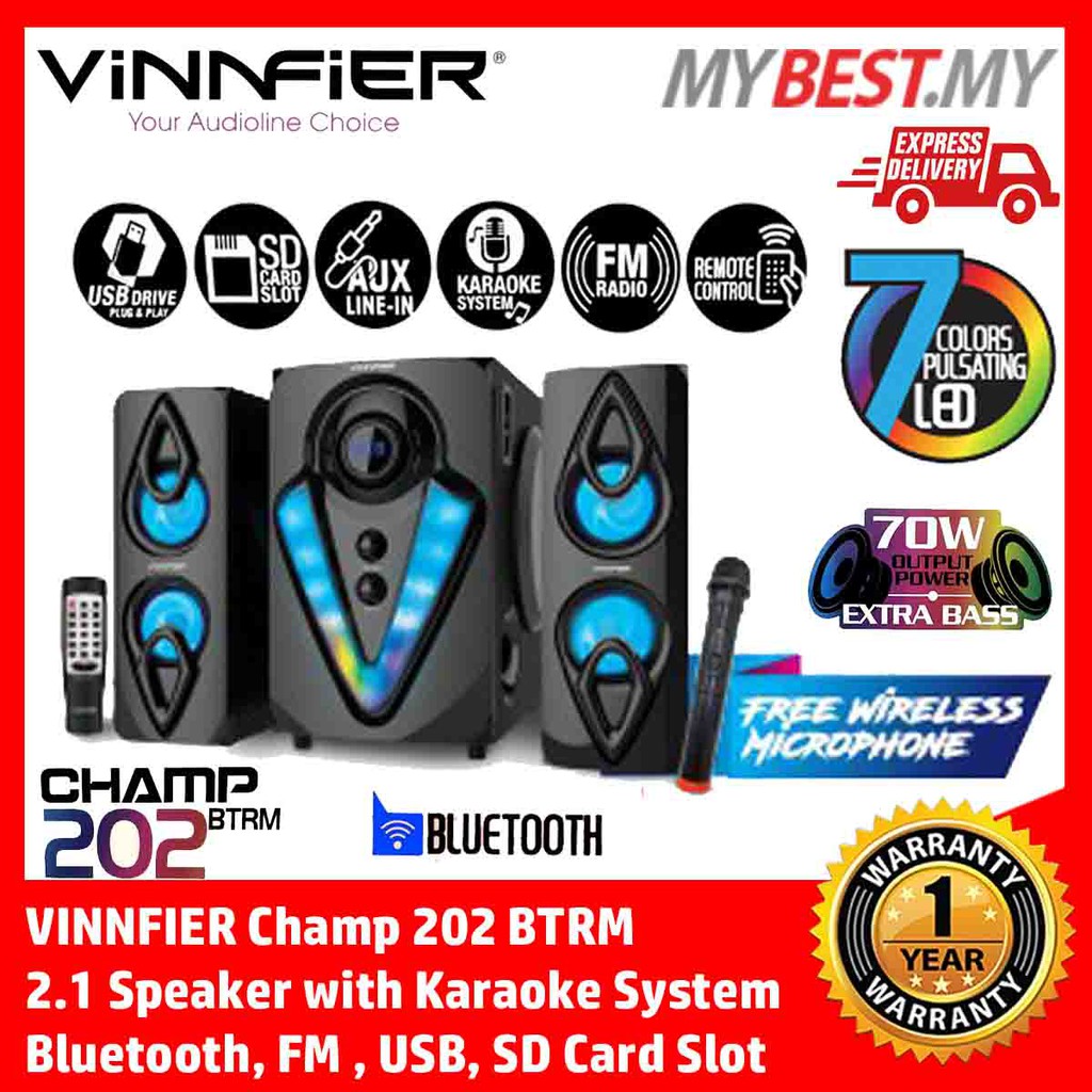 VINNFIER Champ 202 BTRM 2.1 Speaker with Karaoke System, Bluetooth, FM