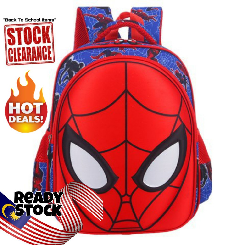 SPIDERMAN 3D Molded Face Preschool Primary School Bag Kids Backpack ...