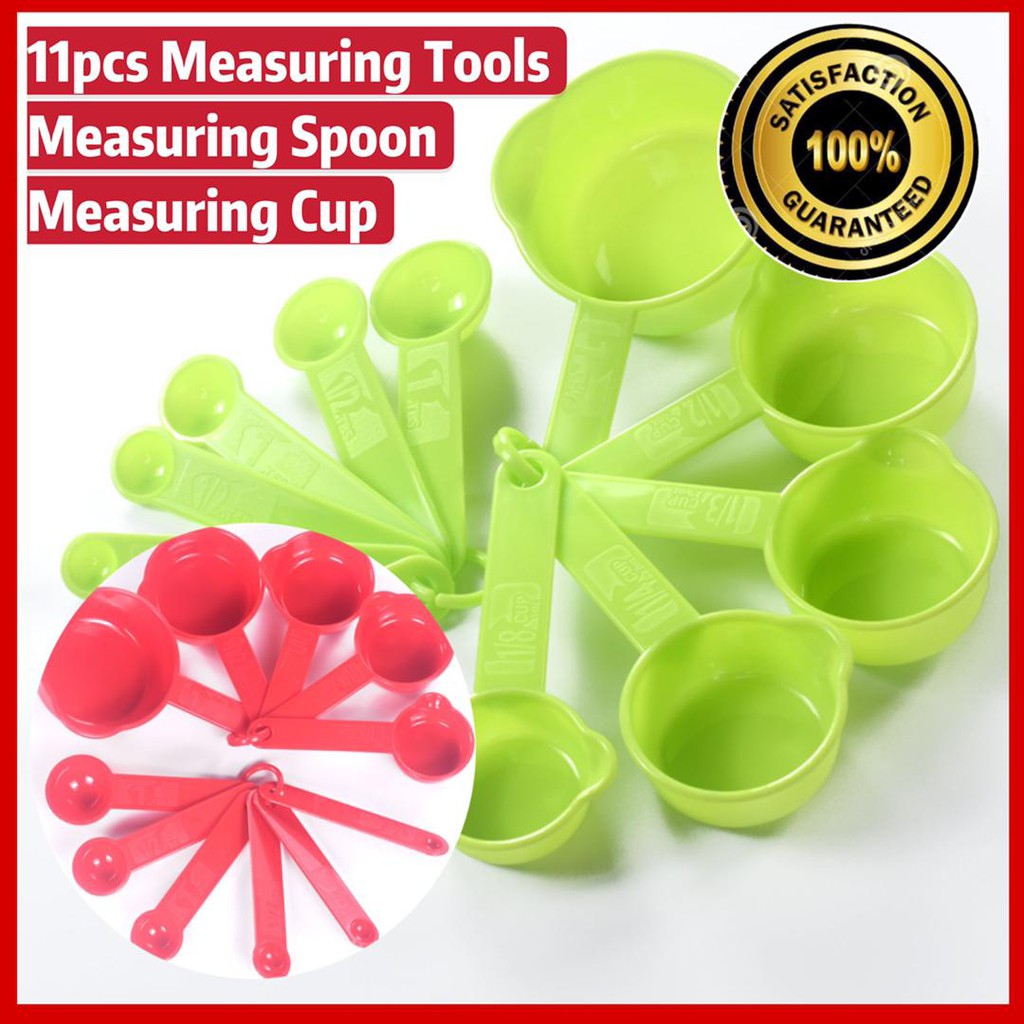 🇲🇾 D&S 11pcs Measuring Spoon set, tea spoon, cups, table spoon, scoop  Sudu Ukuran