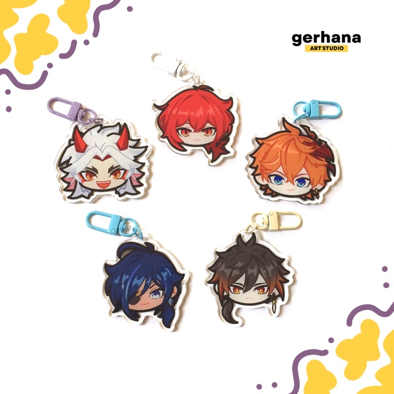 Genshin Impact Acrylic Keychain | Diluc Kaeya Zhongli Childe Itto ...