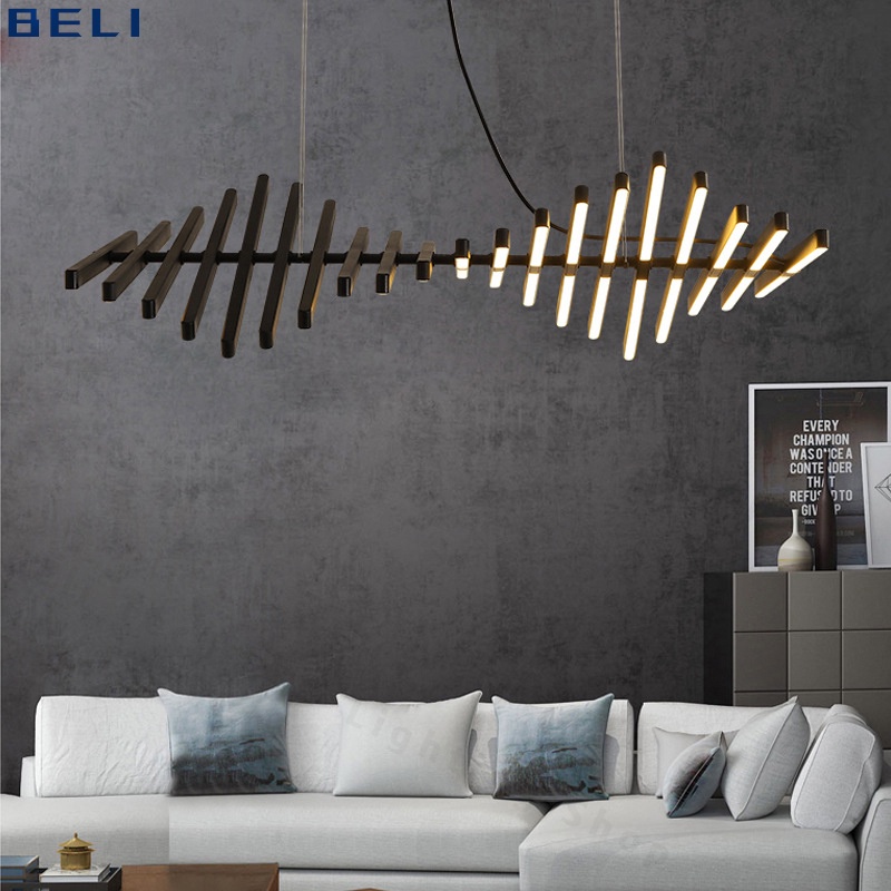 Modern New LED LOFT Piano Wave Pendant Lights Fishbone Designer Ceiling ...