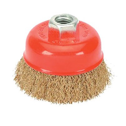 High Quality Gold Brass Cup Brush 3" M10 X 1.5 Crimped Wire Cup Brush