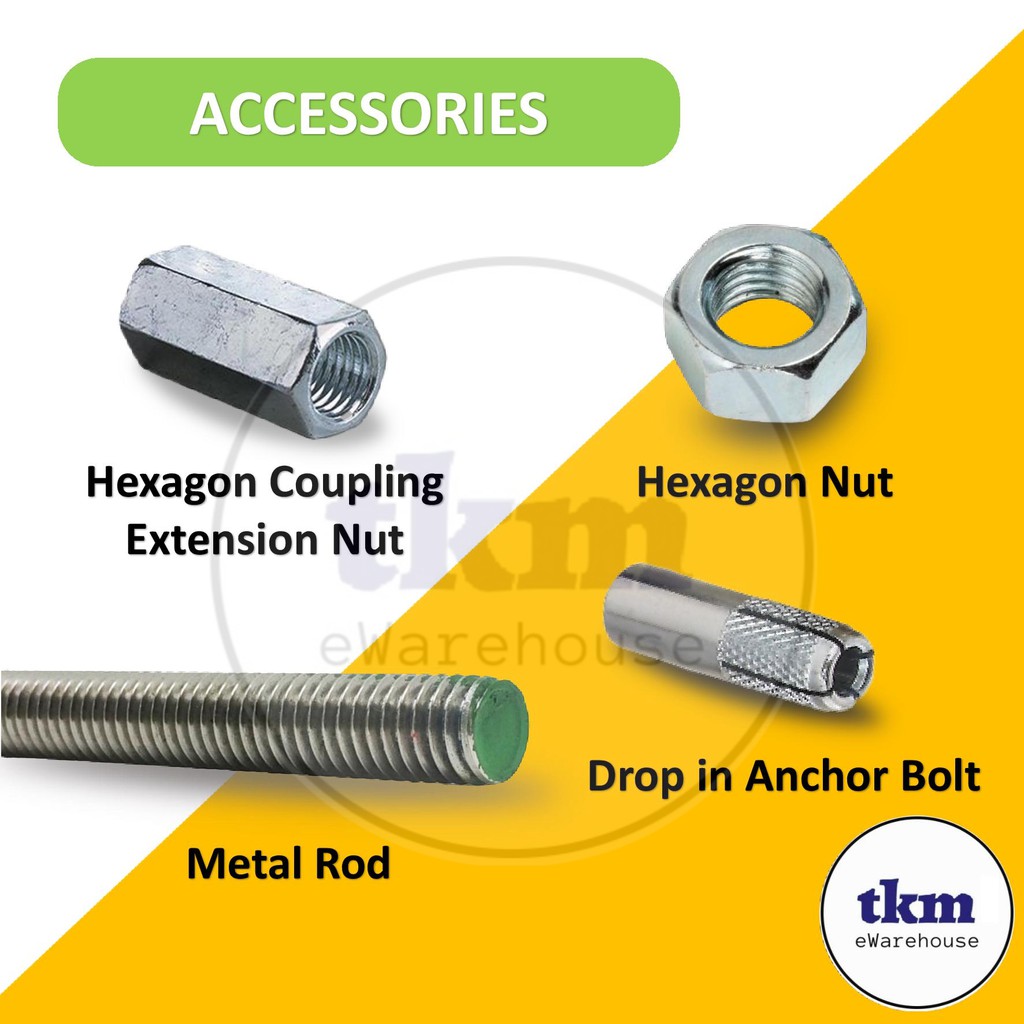 [ 3/8" 10MM ] ZINC PLATED METAL ROD DROP IN ANCHOR BOLT GALVANIZED IRON