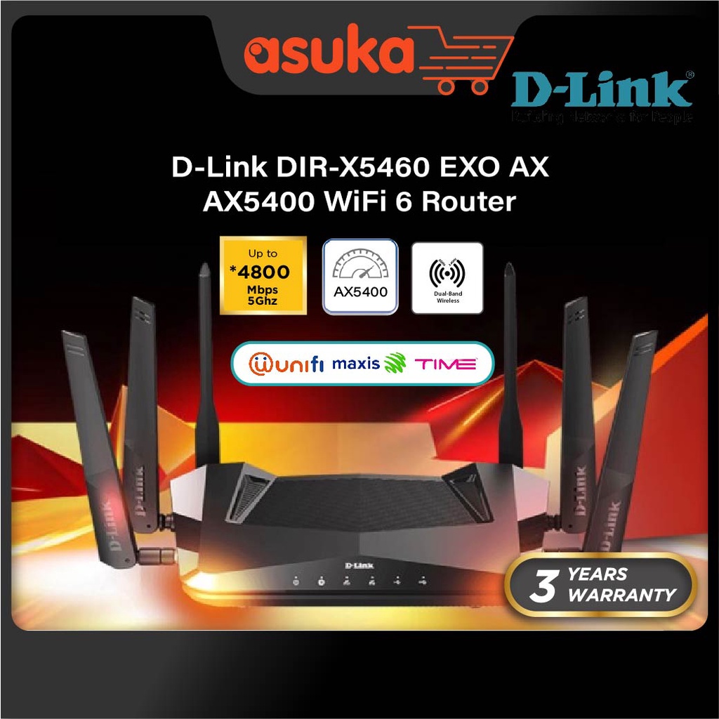 DLink DIRX5460 EXO AX AX5400 WiFi 6 Network Router (Support Unifi