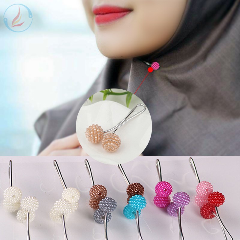 Shein 12pcs Scarf and Headscarf Fixing Clip Female Pearl U-Shaped Clips Female Scarf Clips Small pins,one-size