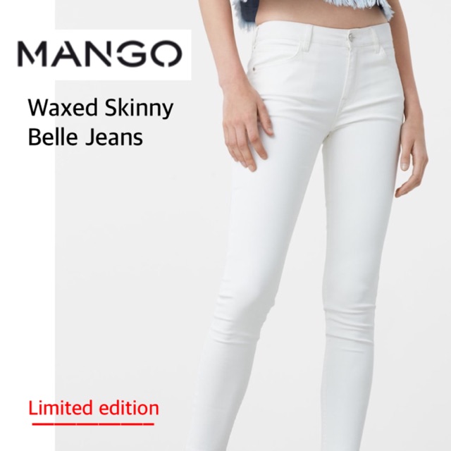 Mango Waxed Skinny Belle White Jeans Factory Overun Stock Shopee Malaysia