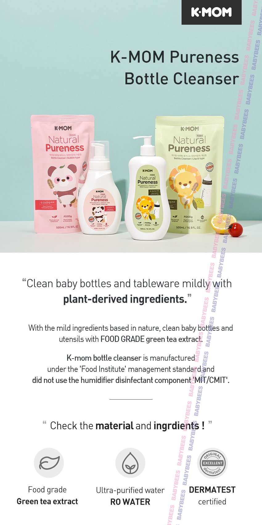 K MOM KMOM Bottle Cleanser Refill/Bottle Liquid/Bubbles 500ml / K MOM ...
