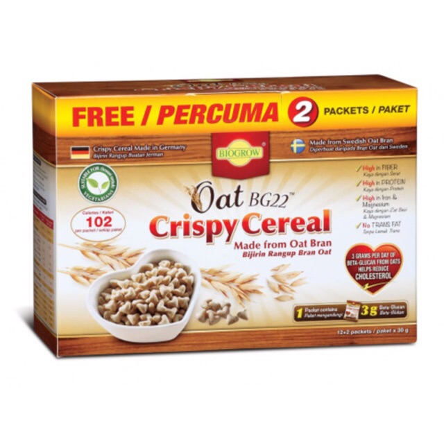 Biogrow Oat BG22 crispy cereal 14 packets x 30g Shopee Malaysia
