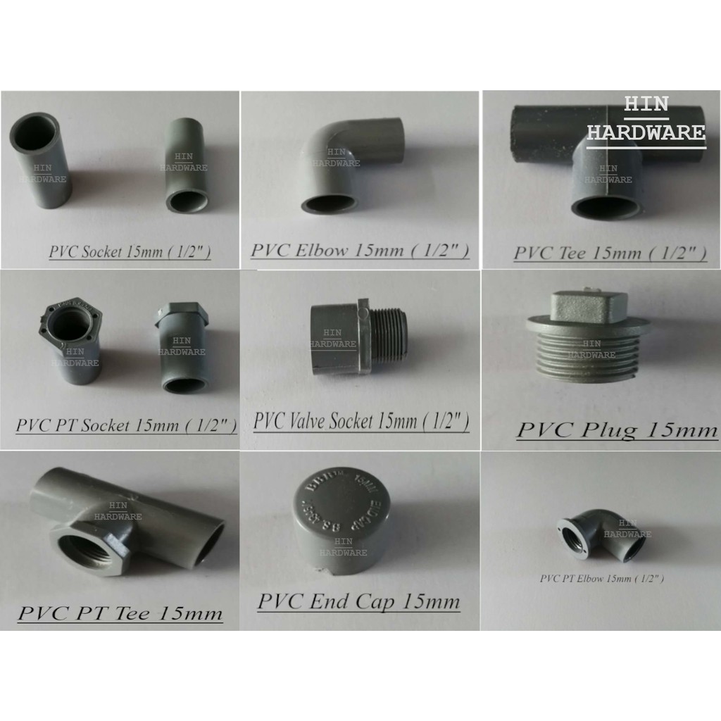 HIN 15mm PVC Pipe Fitting / Paip Plastik Penyambung Shopee Malaysia