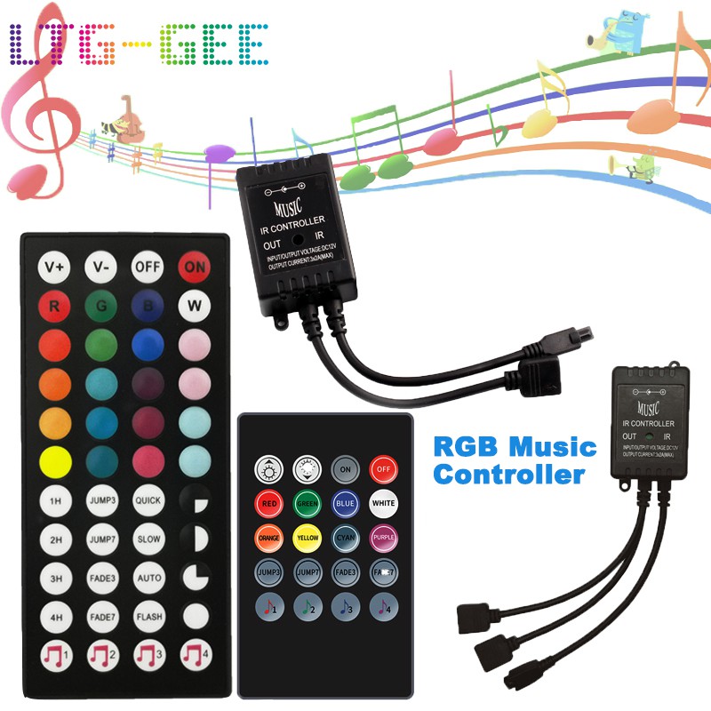 LED Strip Controller DC12V RGB Music Controller LED Strip 20Key 44key