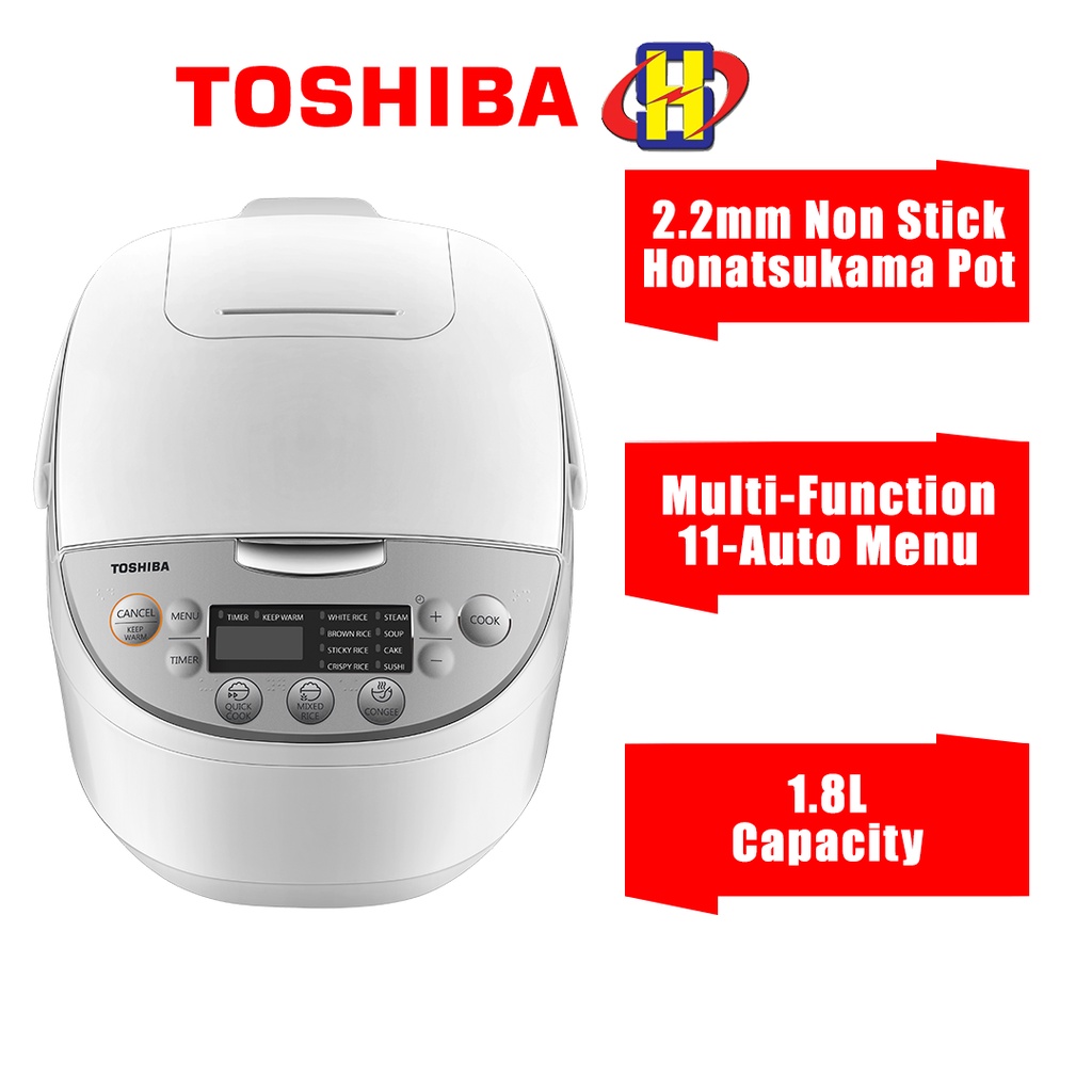 Toshiba Rice Cooker (1.8L) Honatsukama NonStick Pot Digital Rice Cooker RC18DH1NMY Shopee