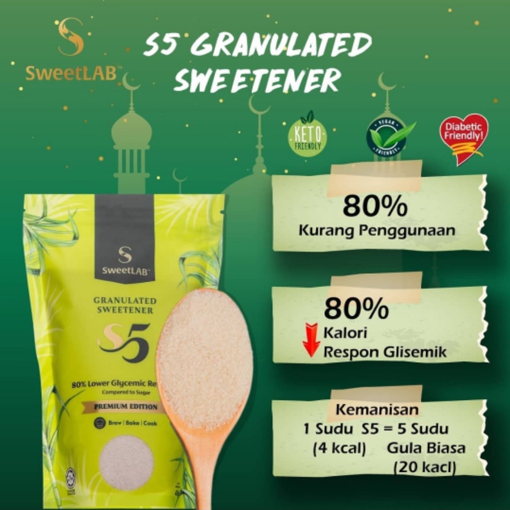 SWEETLAB S5 Granulated Sweetener (400g) Calorie Replacement Sugar ...
