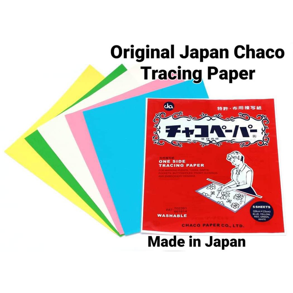 Tracing Paper Japan Chaco Paper Original Kertas carbon Jepun carbon paper 5pcs pack Assorted Colour.Made in Japan