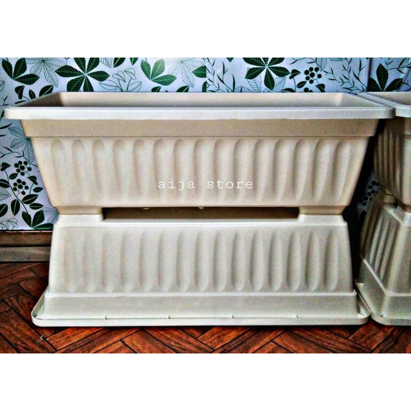 Pasu Panjang 44cm Pasu Bunga Plastik Putih / Long Flower Pot | Shopee ...