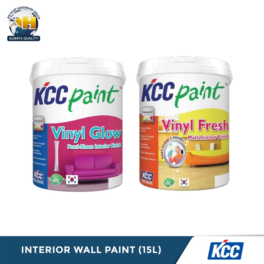 15L KCC Vinyl Glow (Gloss) & Vinyl Fresh (Matt) | Interior Wall Paint ...