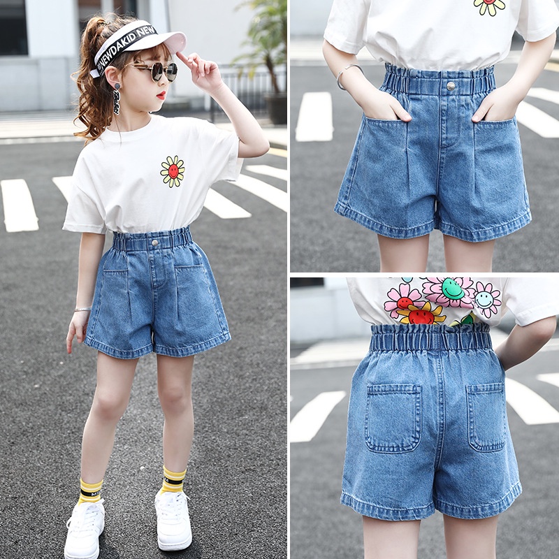 Girls Pants Kids Girl Shorts Summer Fashion Denim Princess Embroidery ...