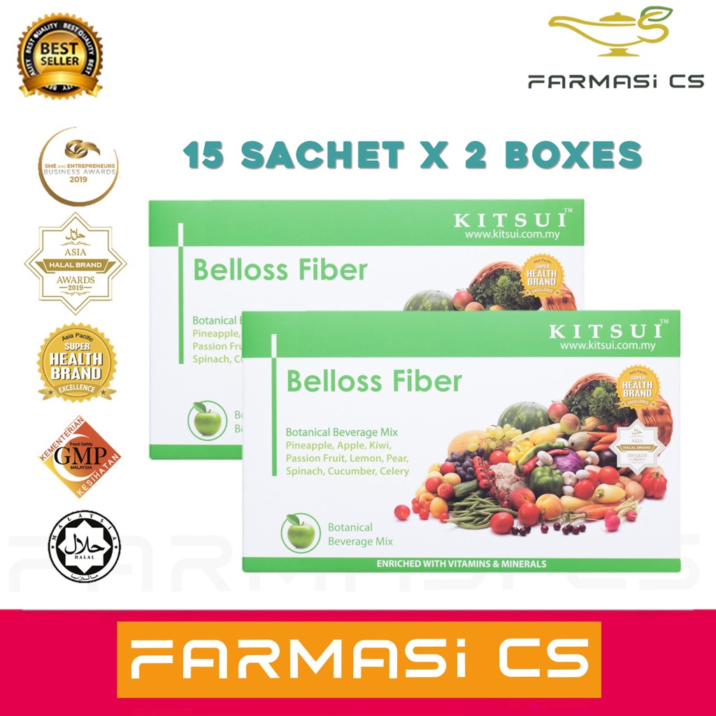 Kitsui Belloss Fiber Botanical Beverage Mix ( 15 Sachets x 2 Boxes ...