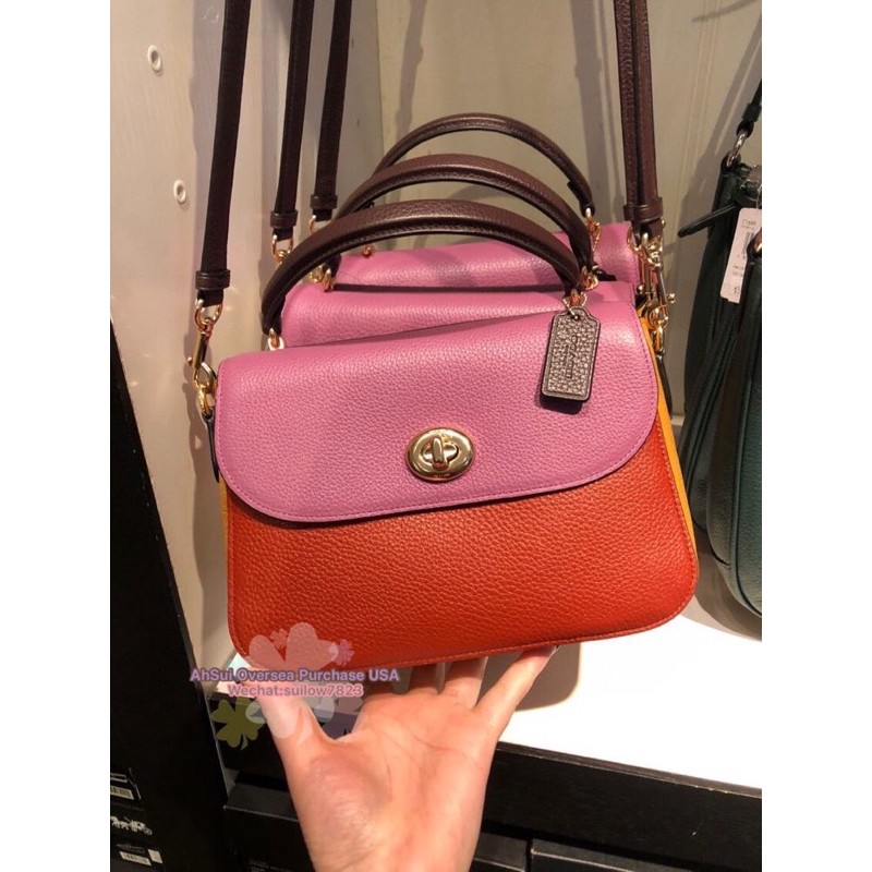 COACH Marlie Top Handle Bag Satchel In Colorblock in Red