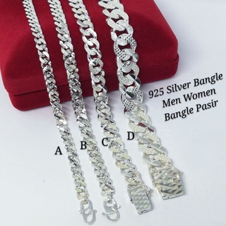 Silver 925 Bangle Men/ Women L18-20cm Bangle Dewasa