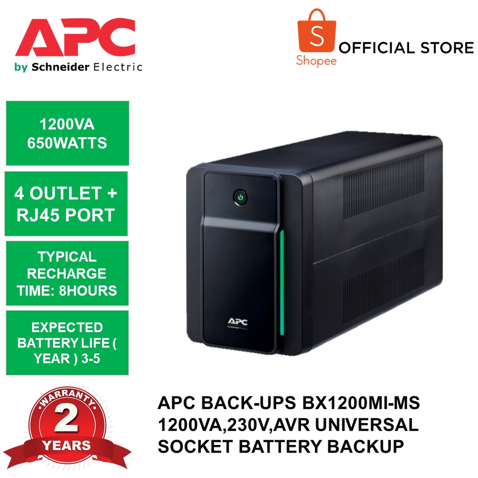 APC BACK-UPS BX1200MI-MS 1200VA,230V,AVR UNIVERSAL SOCKET BATTERY ...